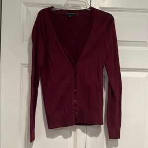 Burgundy Button-Up Cardigan Sweater